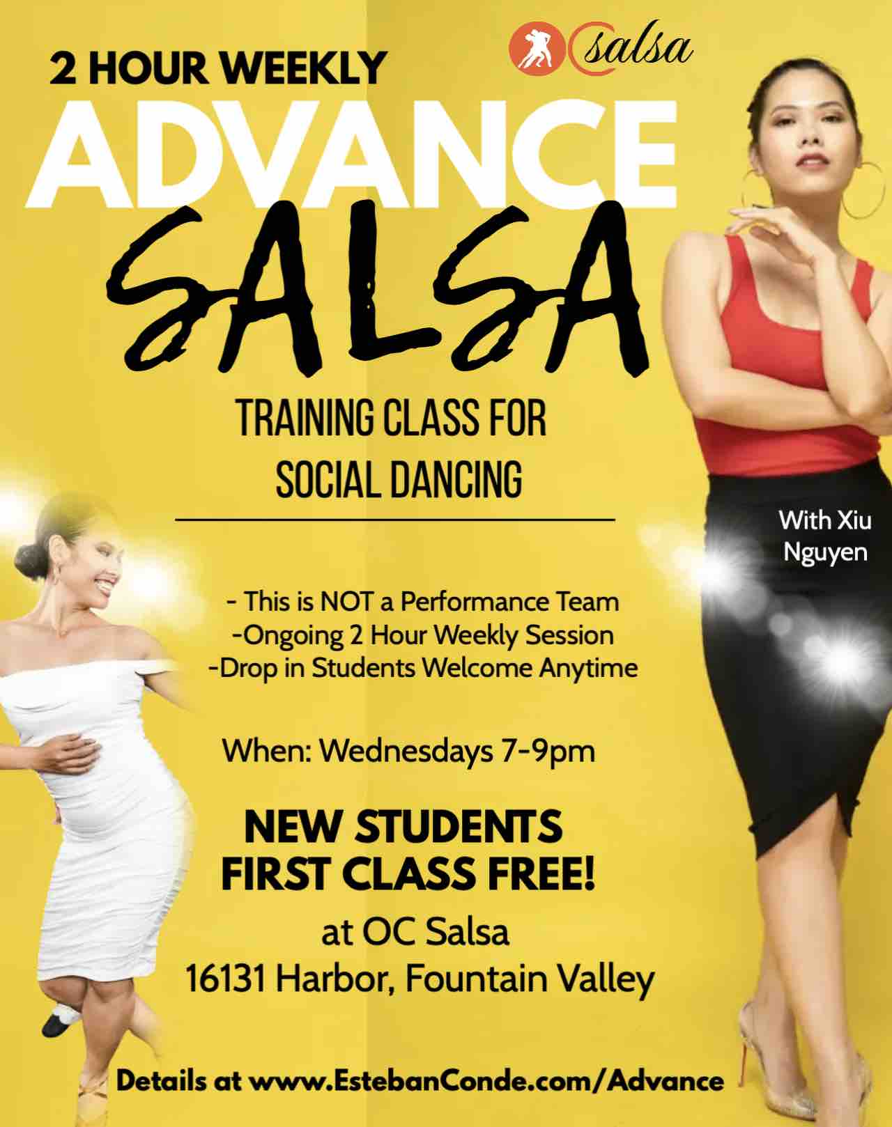 weekly Advance Salsa Class at OC Salsa Dance Studio in Fountain Valley